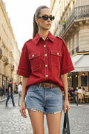 Oversized Half Sleeve Stitch Jacket