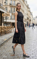 STITCH DETAIL MIDI DRESS W / BELT