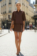 WHIPSTITCH COLLAR LINEN BLOUSE