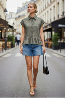 RUFFLE STITCH DETAIL BLOUSE