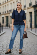 MIA RUFFLE HEM BLOUSE