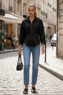 HARPER TIE FRONT ZIP BLOUSE