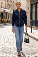 HARPER TIE FRONT ZIP BLOUSE