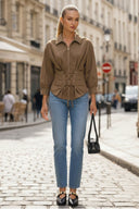 HARPER TIE FRONT ZIP BLOUSE
