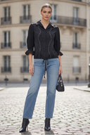 GIA STUDED FRONT TIE BLOUSE