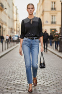 EDEN 3/4 SLEEVE EMBROIDERED BLOUSE