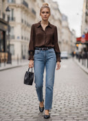 MILA LACE INSERT LONG SLEEVE BLOUSE