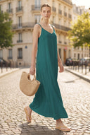 POM-POM MAXI SLEEVELESS DRESS