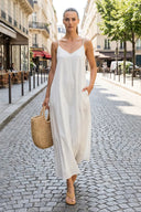 POM-POM MAXI SLEEVELESS DRESS