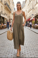 POM-POM MAXI SLEEVELESS DRESS