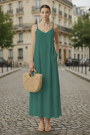 POM-POM MAXI SLEEVELESS DRESS