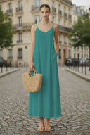 POM-POM MAXI SLEEVELESS DRESS