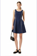 BLANKET STITCH SLEEVELESS MINI DRESS