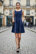 BLANKET STITCH SLEEVELESS MINI DRESS