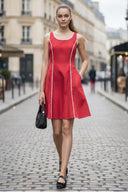 BLANKET STITCH SLEEVELESS MINI DRESS