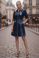 CELINE ALLIGATOR 3/4 SLEEVE ZIP UP DRESS