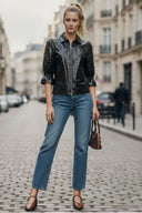 CELINE ALLIGATOR 3/4 SLEEVE ZIP UP JACKET