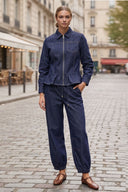 PIPER RUFFLE HEM ZIP UP DENIM JACKET
