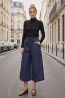 PIPER DRAWSTRING CAPRI DENIM PANTS