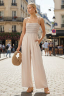 MULTI-COLOR SMOCKING WIDE-LEG JUMPSUIT