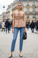 CORD DETAIL HALTER STITCH TOP