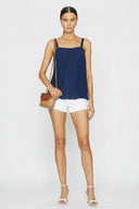 SLEEVELESS PLEATED TANK TOP