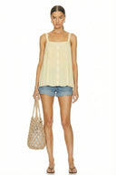 SLEEVELESS PLEATED TANK TOP