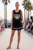 IVY EMBROIDERED BUBBLE LINEN TOP
