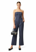BUSTIER PLEATED STRAIGHT-LEG JUMPSUIT