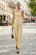 BUSTIER PLEATED STRAIGHT-LEG JUMPSUIT