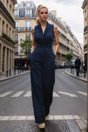 WIDE-LEG TIE JUMPSUIT