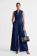 WIDE-LEG TIE JUMPSUIT