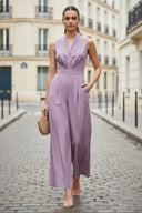 WIDE-LEG TIE JUMPSUIT