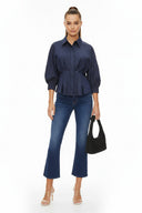 Dart Detail 3/4 Sleeve Button Down Blouse