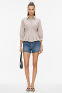 Dart Detail 3/4 Sleeve Button Down Blouse