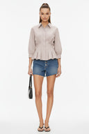 Dart Detail 3/4 Sleeve Button Down Blouse