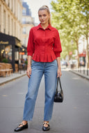 Dart Detail 3/4 Sleeve Button Down Blouse