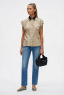 Short Sleeve Blouse with Detachable Collar