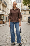 CAMILA RUFFLE ZIP BLOUSE