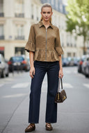 CAMILA RUFFLE ZIP BLOUSE