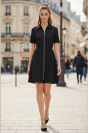 Short Sleeve Zip Up Dress