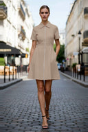 Short Sleeve Zip Up Dress