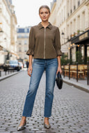 3/4 Sleeve Zip Up Jacket