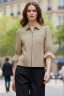 3/4 Sleeve Zip Up Jacket