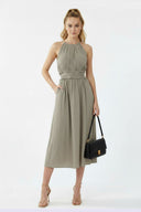 Cross Front Strap Midi Dress