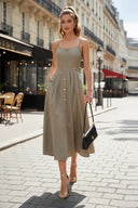 Button Detail Midi Dress