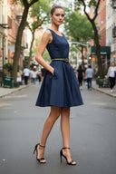 Flare Dress with Twisted Rope Belt