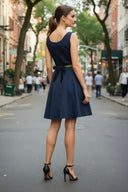 Flare Dress with Twisted Rope Belt