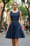 Flare Dress with Twisted Rope Belt