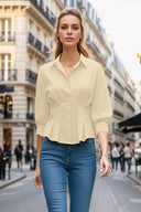 Dart Detail 3/4 Sleeve Button Down Blouse